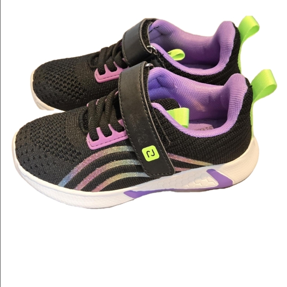 Black and Purple Sneakers with Breathable Mesh